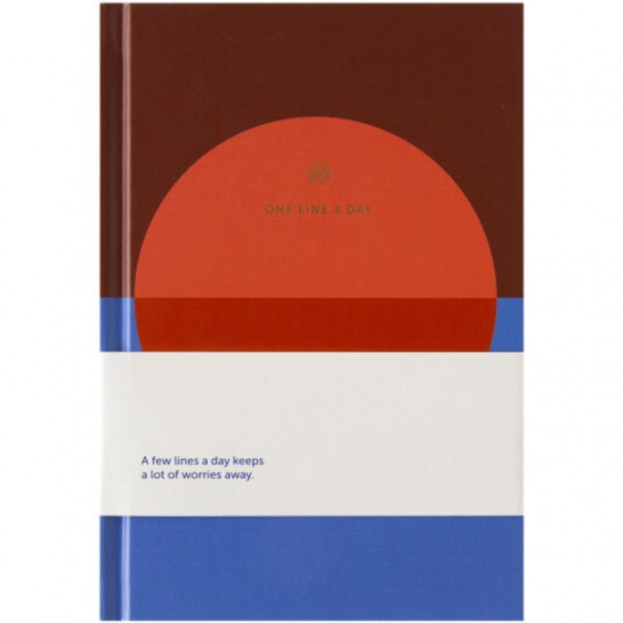 Notitieboek A5 One line a day blauw rood lijn