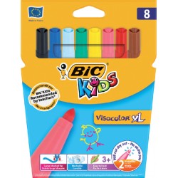 Kleurstift BicKids Visacolor XL ECOlutions blister à 8 stuks assorti