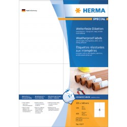 Etiket HERMA 4377 105x148mm A6 weerbestendig 400stuks wit