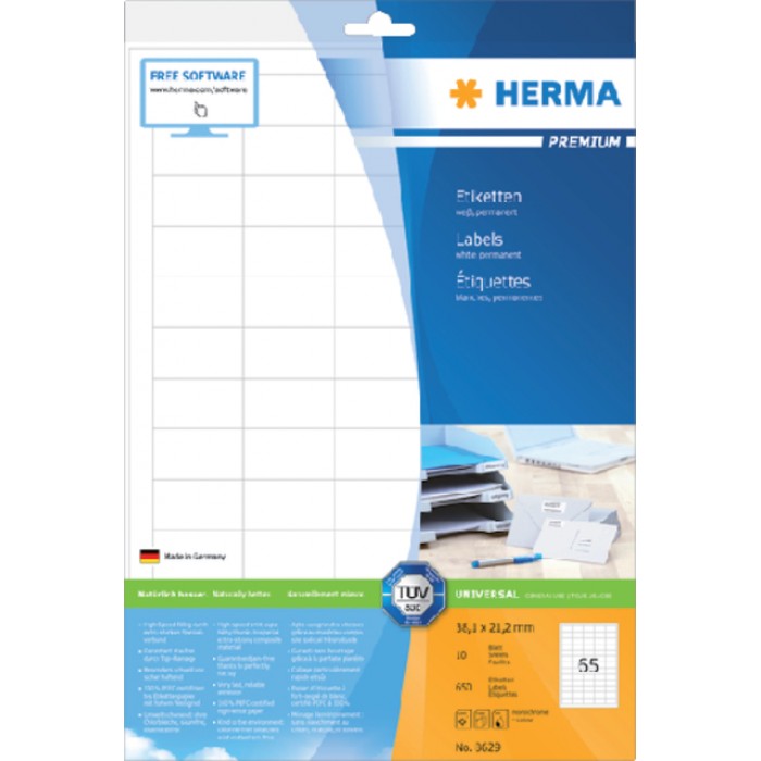 Etiket HERMA 8629 38.1x21.2mm premium wit 650stuks