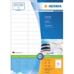 Etiket HERMA 4459 70x16.9mm premium wit 5100stuks