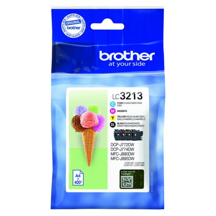 Inktcartridge Brother LC-3213 zwart + 3 kleuren