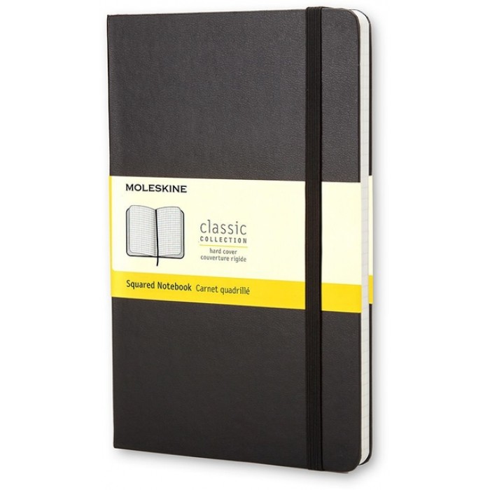 Notitieboek Moleskine large 130x210mm ruit 5x5 hard cover zwart