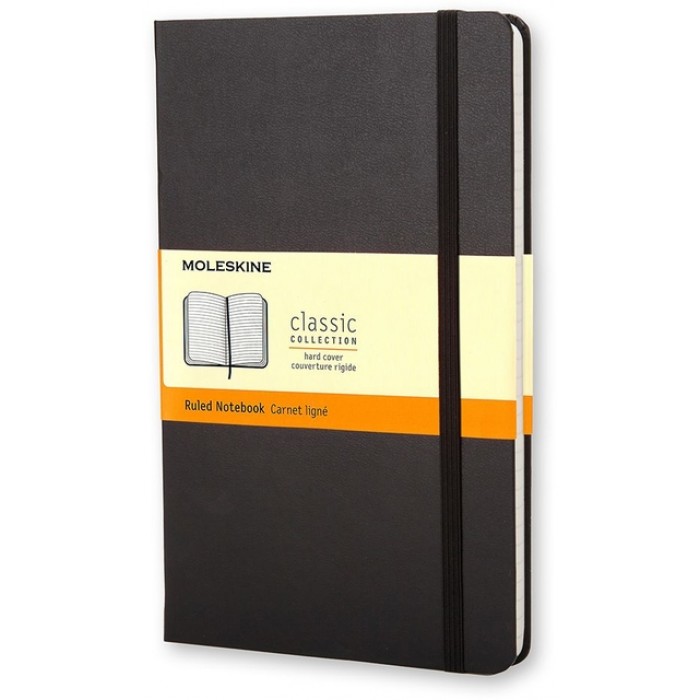 Notitieboek Moleskine pocket 90x140mm lijn hard cover zwart