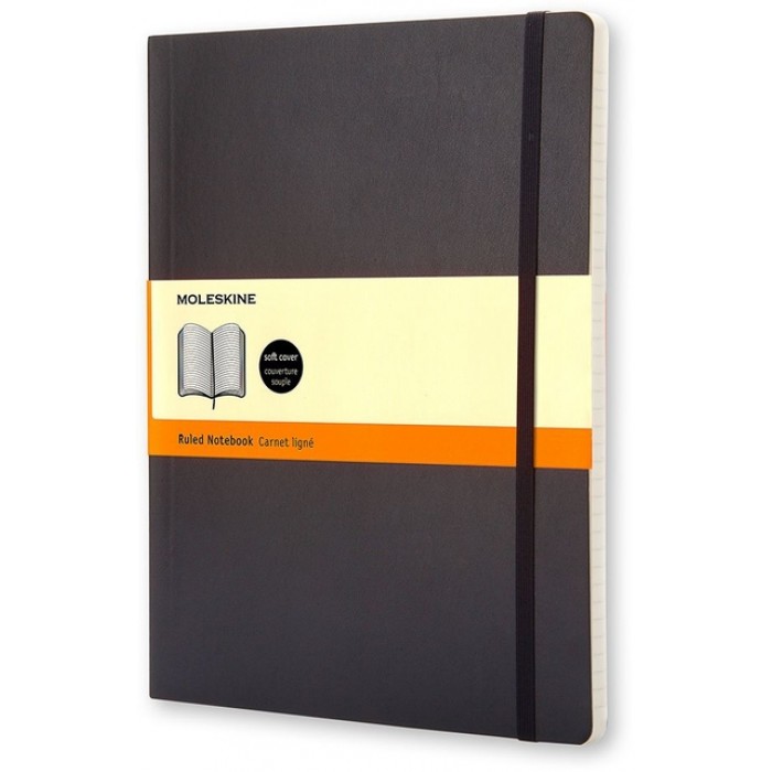 Notitieboek Moleskine XL 190x250mm lijn soft cover zwart