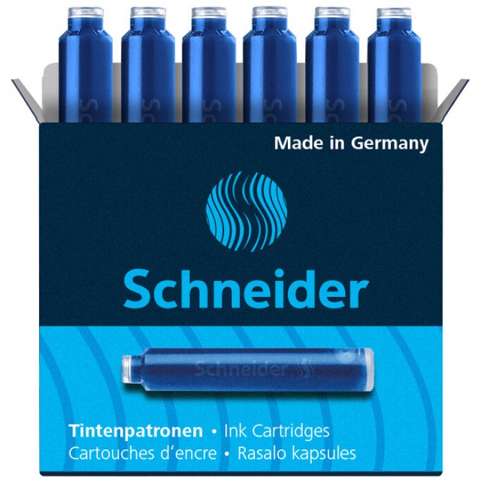 Inktpatroon Schneider din blauw doos &agrave; 6 stuks