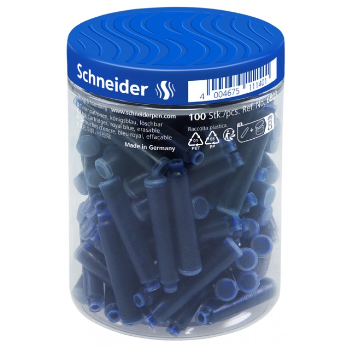 Inktpatroon Schneider din koningsblauw pot &agrave; 100 stuks