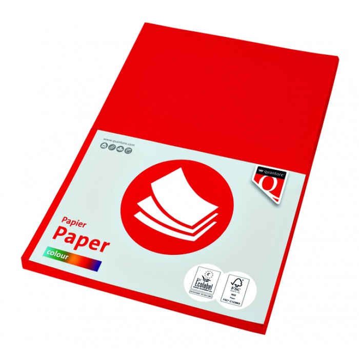 Kopieerpapier Quantore Colour A4 160gr felrood 50 vel