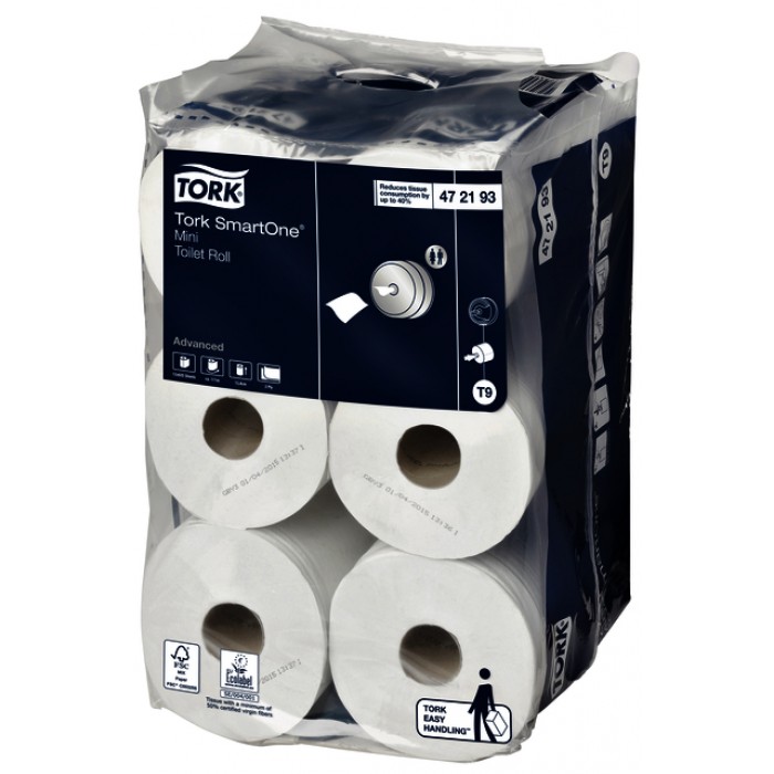 Toiletpapier Tork SmartOne® Mini T9 advanced 2-laags 620 vel  wit  472193