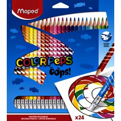 Kleurpotlood Maped Color'Peps Oops met gum set á 24 kleuren