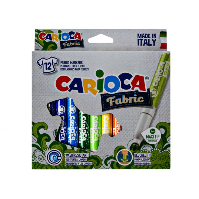 Viltstiften Carioca Textiel set à 12 kleuren