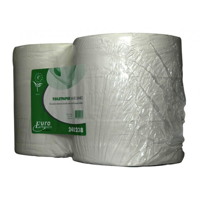 Toiletpapier Euro Products P4 maxi jumbo 2l recycled 380m wit 240238