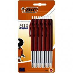Balpen Bic M10 medium rood blister à 10 stuks