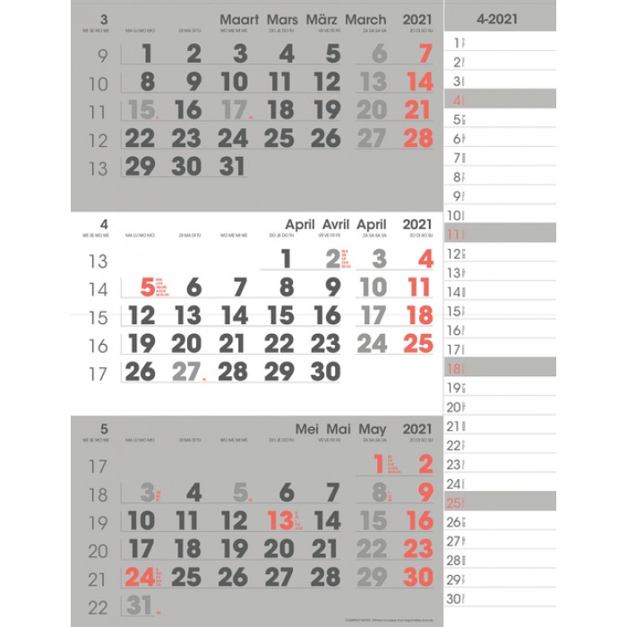 3-Maandkalender 2025 INNI Manager compact-formaat notes