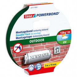Montagetape tesa® Powerbond Outdoor dubbelzijdig 5mx19mm transparant