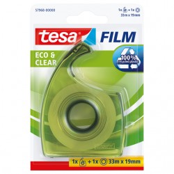 Plakband handdispenser tesafilm® Eco & Clear 33mx19mm transparant blister
