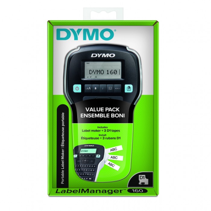 Labelprinter Dymo LabelManager 160 draagbaar azerty 12mm zwart valuepack