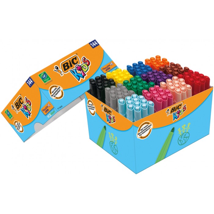 Kleurstiften BicKids visacolor ecolutions XL assorti schoolbox à 144 stuks