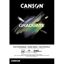 Tekenblok Canson Graduate Mixed Media black paper A5 20vel 240gr