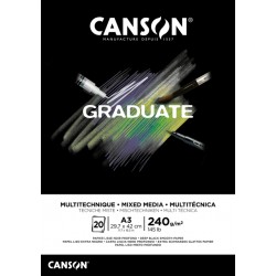 Tekenblok Canson Graduate Mixed Media black paper A3 20vel 240gr