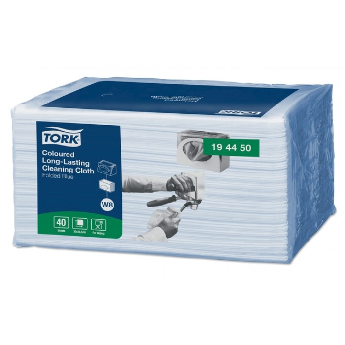 Reinigingsdoek Tork W8 Premium 1-laags 40 vel blauw 194450