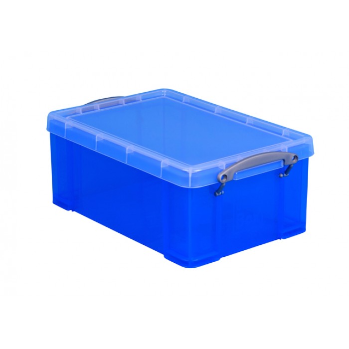Opbergbox Really Useful 9 liter 395x210x140mm transparant blauw