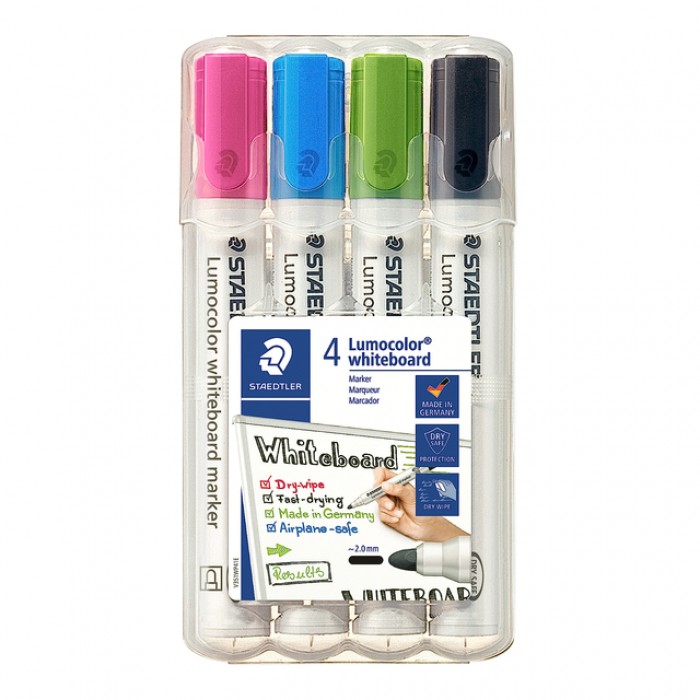 Whiteboardmarker Staedtler Lumocolor 351 set &agrave; 4 stuks fun assorti