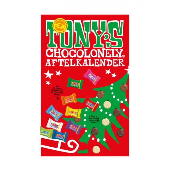 Chocolade Tony's Chocolonely Kerst big Tiny calendar 225gr assorti