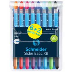Balpen Schneider Slider Basic XB etui à 6+2 kleuren gratis