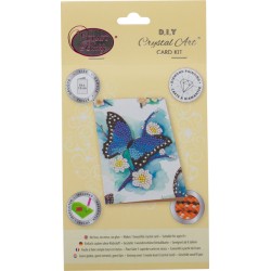 Diamondpainting Crystal Art Kaart Blauwe vlinder 10x15cm
