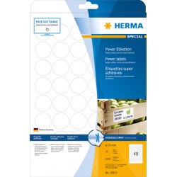 Etiket HERMA Power 10915 rond 30mm wit 1200stuks