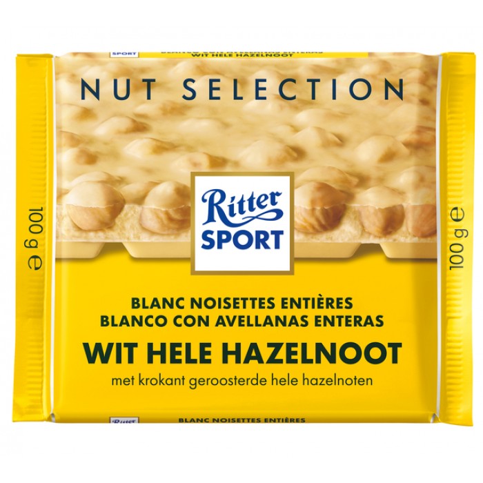 Chocolade Ritter Sport wit-hele hazelnoot 100gr