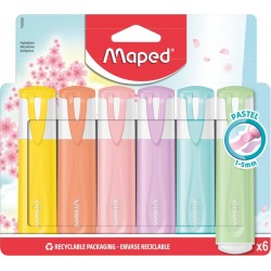 Markeerstift Maped set à 6 pastel kleuren