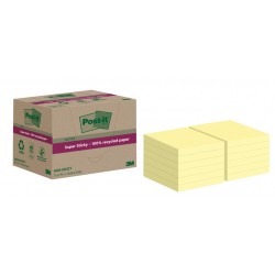 Memoblok  Post-it Super Sticky 654 RSS12CY recycled 76x76mm canary yellow