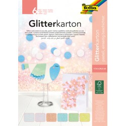 Glitterkarton Folia 174x245mm 6 vel pastel assorti