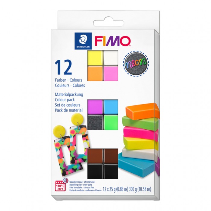 Klei Fimo effect colour pak &agrave; 12 neon kleuren