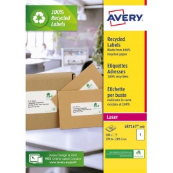 Etiket Avery LR7167-100 199.6x289.1mm recycled wit 100stuks