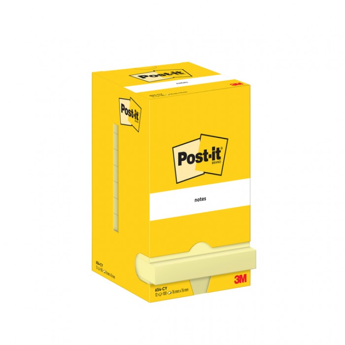 Memoblok Post-it 654 76x76mm geel