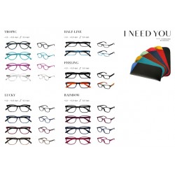 Leesbril I Need You Tropic/Lucky/Half-line/Feeling/Rainbow assorti doos à 80 brillen en hoesjes