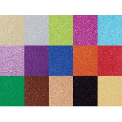 Glitterkarton Folia 50x70cm 300gr 15 vel 15 kleuren