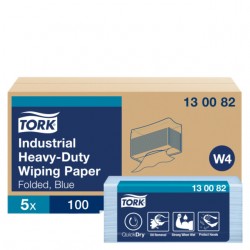 Reinigingsdoek Tork Heavy-Duty W4 gevouwen 100 vel blauw 130082