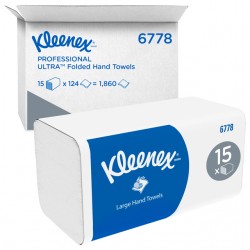Handdoek Kleenex i-vouw 2-laags 21.5x31.8cm 15x124stuks wit  6778