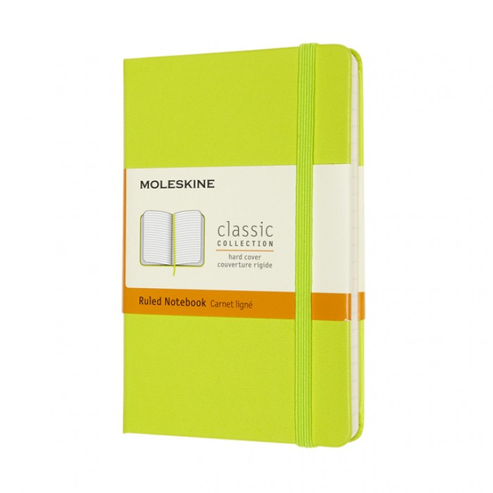 Notitieboek Moleskine pocket 90x140mm lijn hard cover lemon green