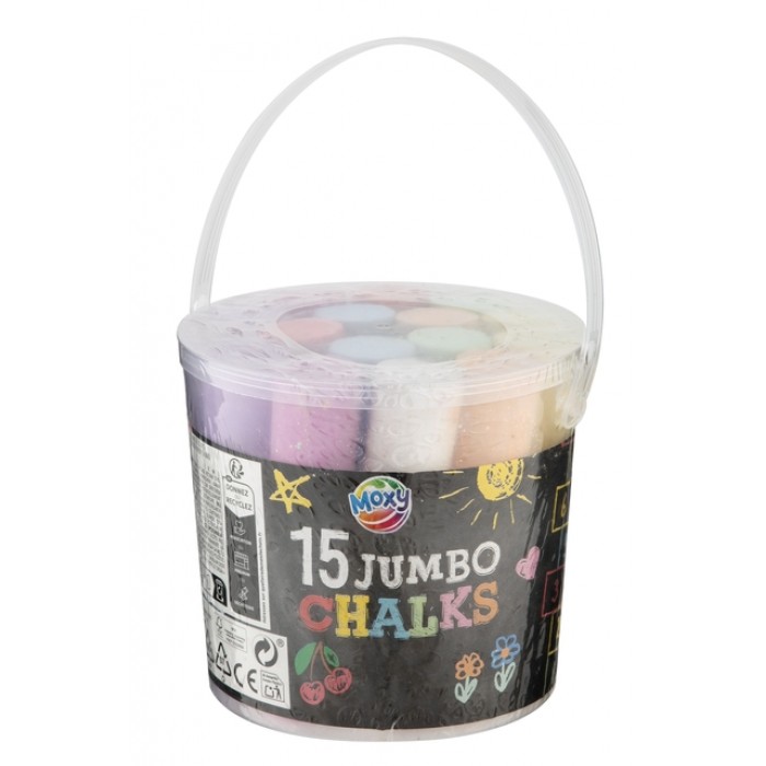 Stoepkrijt Moxy emmer 15 stuks assorti