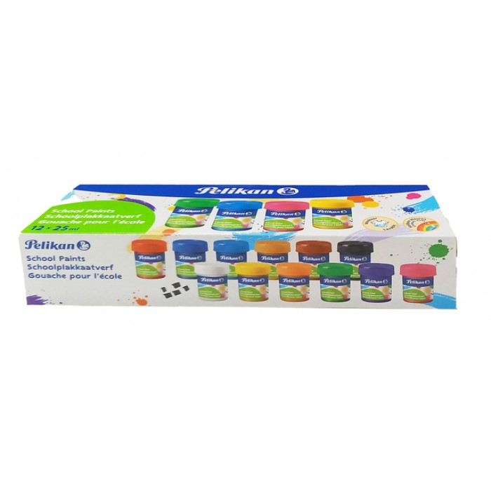 Plakkaatverf Pelikan 20ml assorti doos à 12 potjes