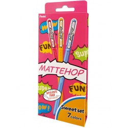 Gelschrijver Pentel K110 Mattehop Fun Sweet medium assorti blister à 7 stuks