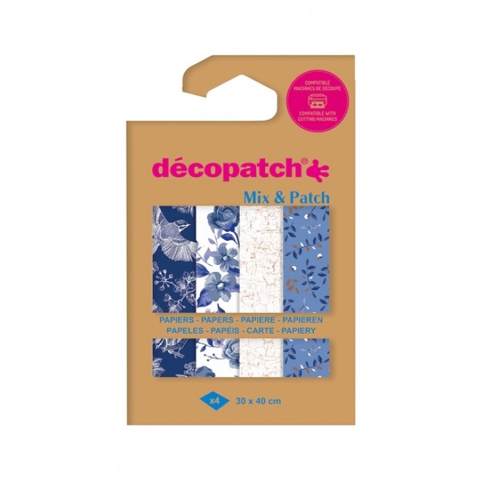 Hobbypapier Décopatch 30x40cm set à 4 vel thema Shades of Blue