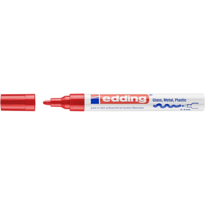 Viltstift edding 750 lakmarker creatief rond 2-4mm rood