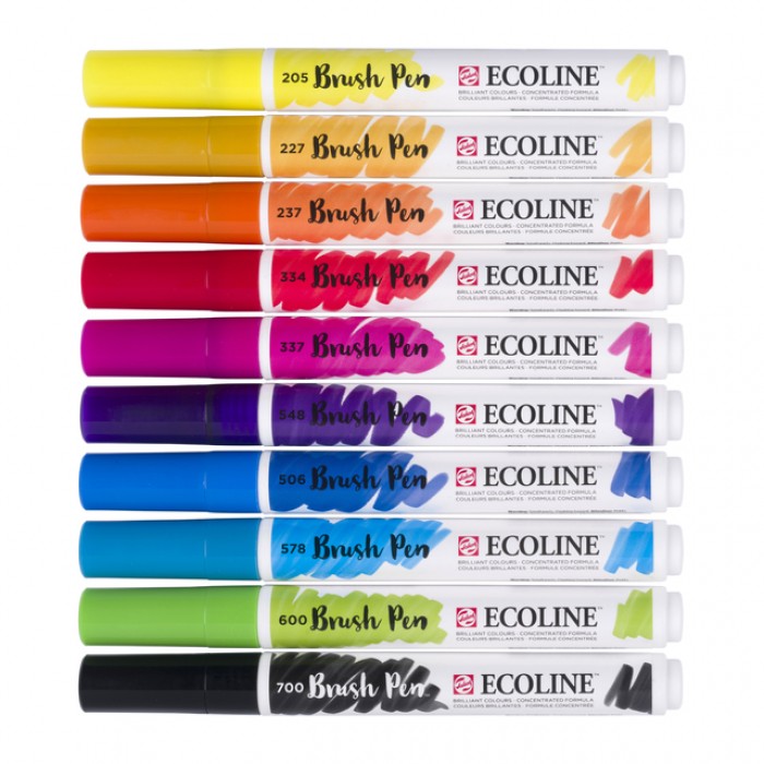 Brushpen Talens Ecoline set à 10 stuks primair