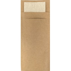 Bestekzakje IEZZY 190x85mm kraft met gerecycled servet 500st